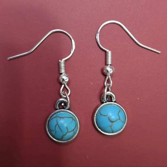 925 Silver Hook Turquoise and Silver Dangle Earrings - Picture 11 of 15